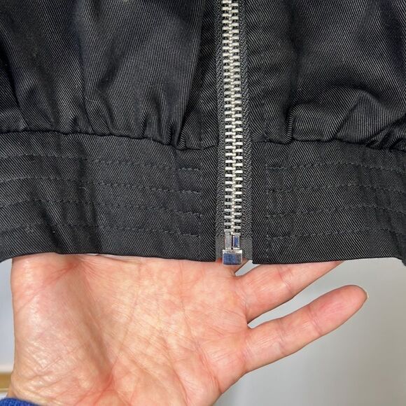 ZARA Women’s Dolman Sleeves Zip Front Cropped Hooded Jacket Black Size Large - Picture 7 of 12